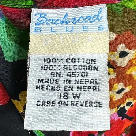 Vintage 90s Cotton Backyard Blues Floral Printed Ruffled Shoulder Sleeveless Top - Picture 6 of 7